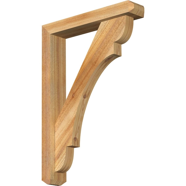 Ekena Millwork Olympic Craftsman Rough Sawn Bracket w/ Offset Brace, Western Red Cedar, 4"W x 20"D x 28"H BKT0402X20X28OLY04RWR - main